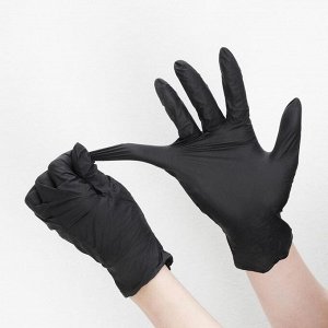 Перчатки хозяйственные нитриловые Household Gloves, текстурированные на пальцах, размер М, 3 гр, цвет чёрный