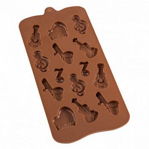 Форма силиконовая для шоколада "Музыкант" 21,5*10,5 см, 14 ячеек