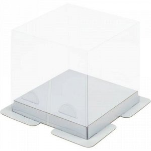 Коробка для торта Белая/Прозрачная 15х15х20 см