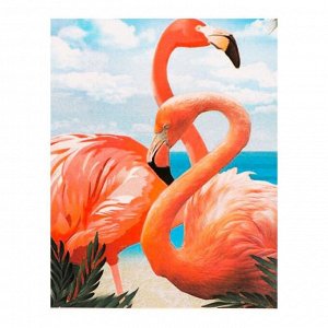 Роспись по холсту «Фламинго» по номерам с красками по 3 мл+ кисти+инстр+крепеж, 30 ? 40 см