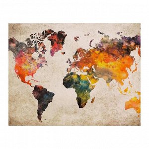 Роспись по холсту «Карта мира» по номерам с красками по 3 мл+ кисти+инстр+крепеж, 30 ? 40 см