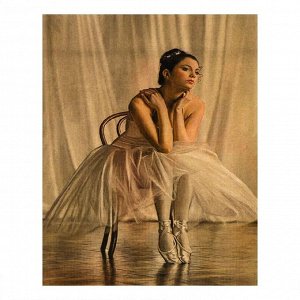 Роспись по холсту"Балерина сидящая на стуле"по номерам с красками по3 мл+ кисти+крепеж30*40