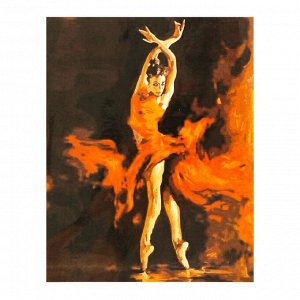 Роспись по холсту "Огненный танец" по номерам с красками по 3 мл + кисти + инструкция + крепёж