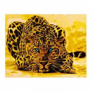 Роспись по холсту "Леопард" по номерам с красками по3 мл+ кисти+инстр-я+крепеж 30*40