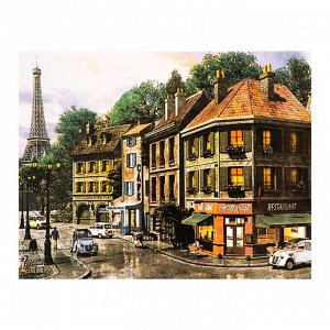 Роспись по холсту "Парижские улочки" по номерам с красками по3 мл+ кисти+инстр+крепеж 30*40