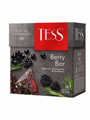 Чай Tess  черный с еживикой и черной смородиной Berry Bar, 20 пирамидок