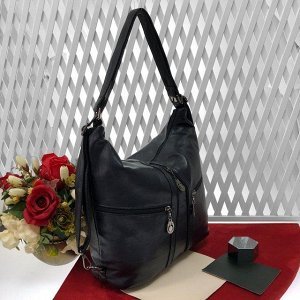 Функциональная сумка-рюкзак Karmen из качественной матовой эко-кожи цвета тёмный индиго.