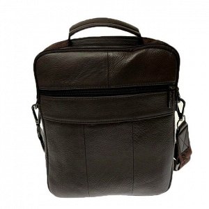 Мужская сумка Boston формата А5 из мягкой натуральной кожи с ремнем через плечо кофейного цвета.
