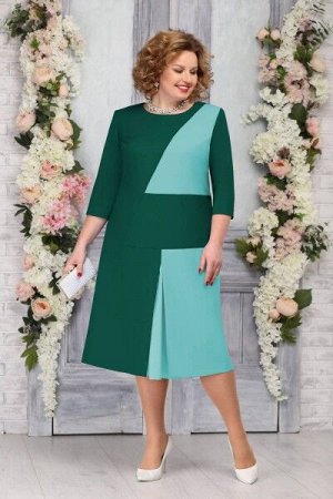 Платье Ninele 5765 изумруд+светло-зеленый