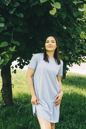 144 Платье-футболка, серый меланж