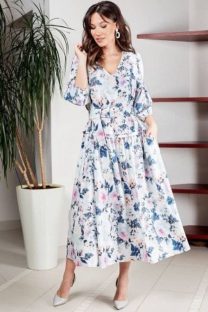 Платье Teffi Style L-1496 розы_на_молочном