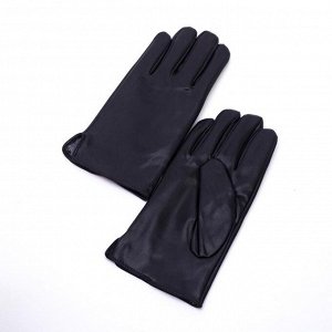 Перчатки мужские, размер 10,5, длина 24 см, подклад искусственный мех, гладкие, цвет чёрный