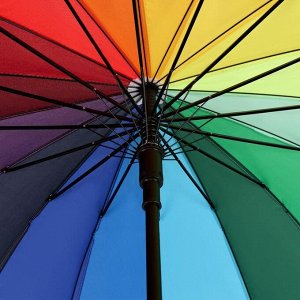 Зонт - трость полуавтоматический «Радуга», 16 спиц, R = 48 см, разноцветный