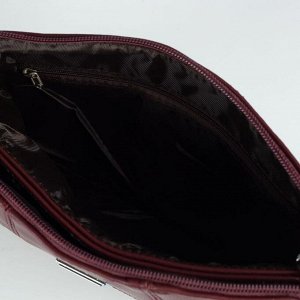 Сумка женская, 2 отдела на молнии, наружный карман, длинный ремень, цвет бордовый