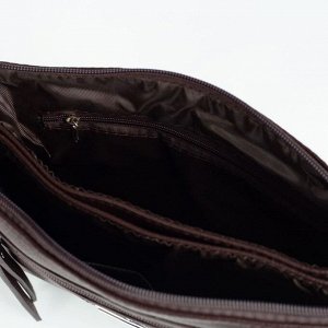 Сумка женская, 2 отдела на молнии, наружный карман, длинный ремень, цвет коричневый