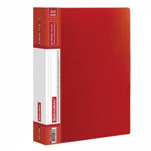 Папка на 2 кольцах BRAUBERG “Contract“, 35 мм, красная, до 270 листов, 0,9 мм, 221793