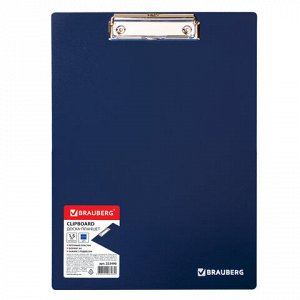 Доска-планшет BRAUBERG “Contract“, плотная, с верхним зажимом, А4, 313х225 мм, пластик, синяя, 1,5 мм, 223490