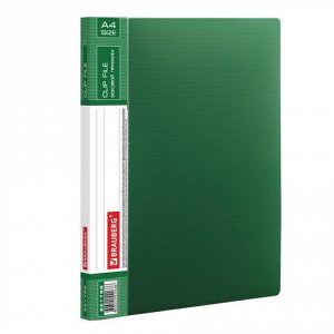 Папка с боковым металлическим прижимом и внутренним карманом BRAUBERG “Contract“, зеленая, до 100 л., 0,7 мм, 221789