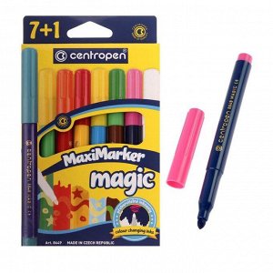 Фломастеры 8 цветов 5.0 мм Centropen 8649 Magic, меняющие цвет, 7 цветов + 1 поглатитель, картонная упаковка, европодвес