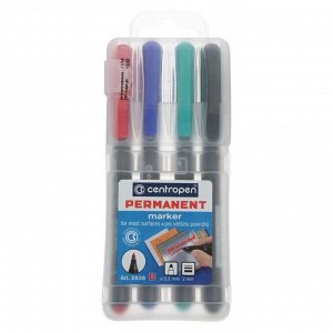 Набор маркеров перманентных 4 цвета, 3,3 мм Centropen 2836, линия 2 мм, пластиковая упаковка