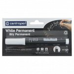 Маркер перманентный, Centropen 8586, 5.0 мм, белый, блистер