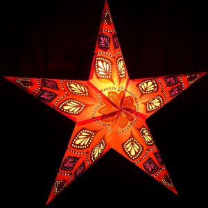 Светильник бумажный "Звезда" 1х25Вт Е14 оранжевый (1 слой) 60х55х24 см