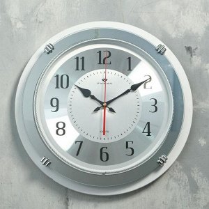 Часы настенные "Классика" с зеркалом, d=40 см, корпус белый, плавный ход