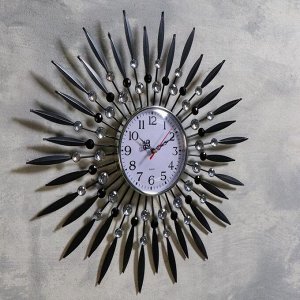 Часы настенные, серия: Ажур, "Лучи-Перья", плавный ход, 50 х 50 см