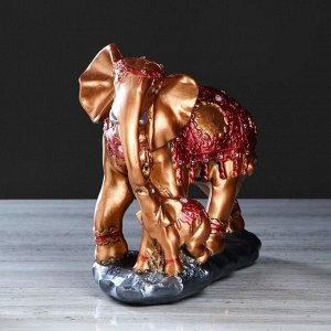 Статуэтка "Слон со слонёнком". цвет бронзовый. 26 см