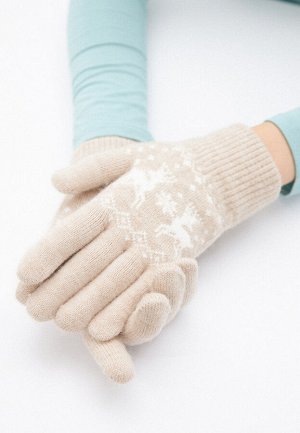 Faberlic Перчатки с новогодним узором, цвет бежевый