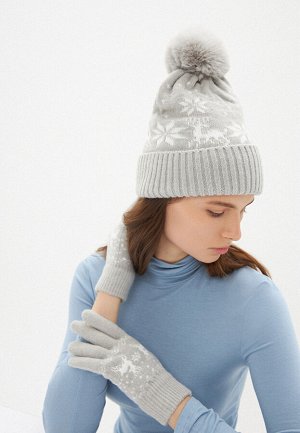 Faberlic Двойная шапка с новогодним узором, цвет серый