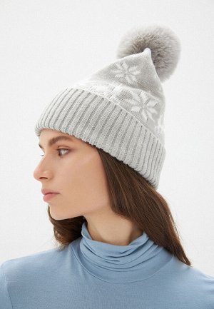 Двойная шапка с новогодним узором, цвет серый
