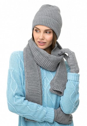 Шарф серый Вес: 160 г. Вязаный шарф – необходимый аксессуар в прохладную погоду, защитит от холода и ветра. С люрексом. Размер: 185 x 20 см.