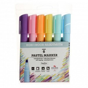 Набор маркеров текстовыделителей 6 цвета Koh-I-Noor 2406, 1-5 мм, скошен, пастельные, блистер