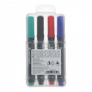 Набор маркеров перманентных, 4 цвета, 1-4.6 мм Centropen 8576, скошенные, пластиковая упаковка