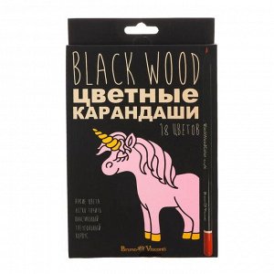 Карандаши цветные 18 цветов BlackWoodColor МИКС