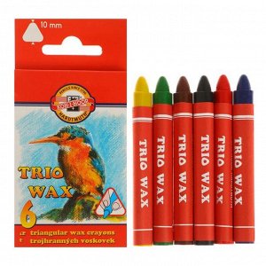 Мелки восковые 6 цвета Koh-I-Noor TRIO 8271, D=10 мм, L=90 мм, картонная упаковка, европодвес