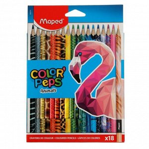 Карандаши 18 цветов Maped Color` Peps, декорированные, картонная упаковка