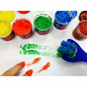 Набор красок пальчиковых 6 цветов, 750г, JOVI, с аксессуарами, пластиковый контейнер, ДЛЯ МАЛЫШЕЙ