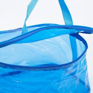 Косметичка-сумочка, отдел на молнии, с ручками, цвет голубой