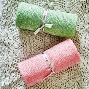 Мочалка для тела с объёмным плетением «Шишечки» "Cream Shower Towel" (мягкая) размер 22 см х 90 см / 200