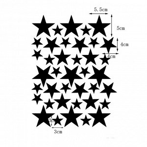 Набор многоразовых наклеек «Звезды» от 3 до 5 см (39 штук) Черные (1910)