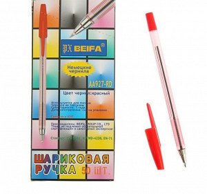 Ручка шариковая Beifa АА 927RD, металлический наконечник, стержень красный, узел 0.7мм