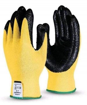 Перчатки в черной обливке желтые M (12шт/уп)