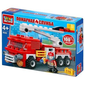 3535-KK Конструктор пожарная машина, с фигуркой, 110дет. в кор. ТМ "Город мастеров" в кор.2*40шт