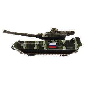 MURENA-16SLMIL-TANKGN Модель металл свет-звук десантный катер КАМУФЛЯЖ 18 см, люк, ТАНК, кор. Технопарк в кор.2*12шт