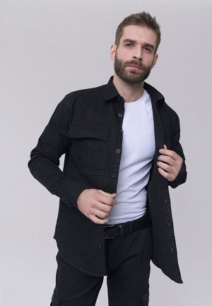 Джинсовая куртка-рубашка для мужчины, цвет чёрный