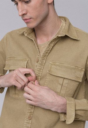 Джинсовая куртка-рубашка для мужчины, цвет бежевый