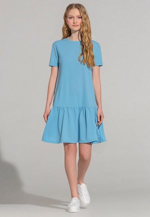 Платье трикотажное, цвет голубой