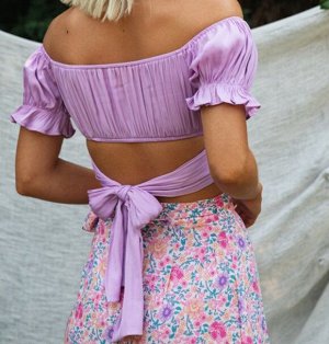 Женский топ с открытыми плечами, цвет фиолетовый